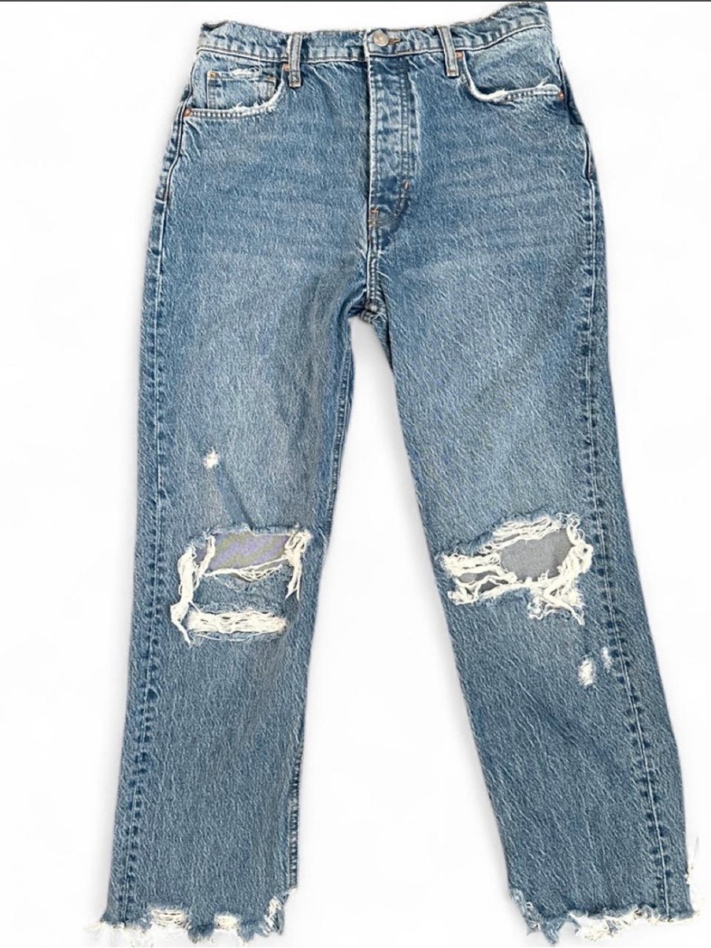 Free People Tapered Baggy Boyfriend Jean Mid Century Blue OB1299887 Size 28